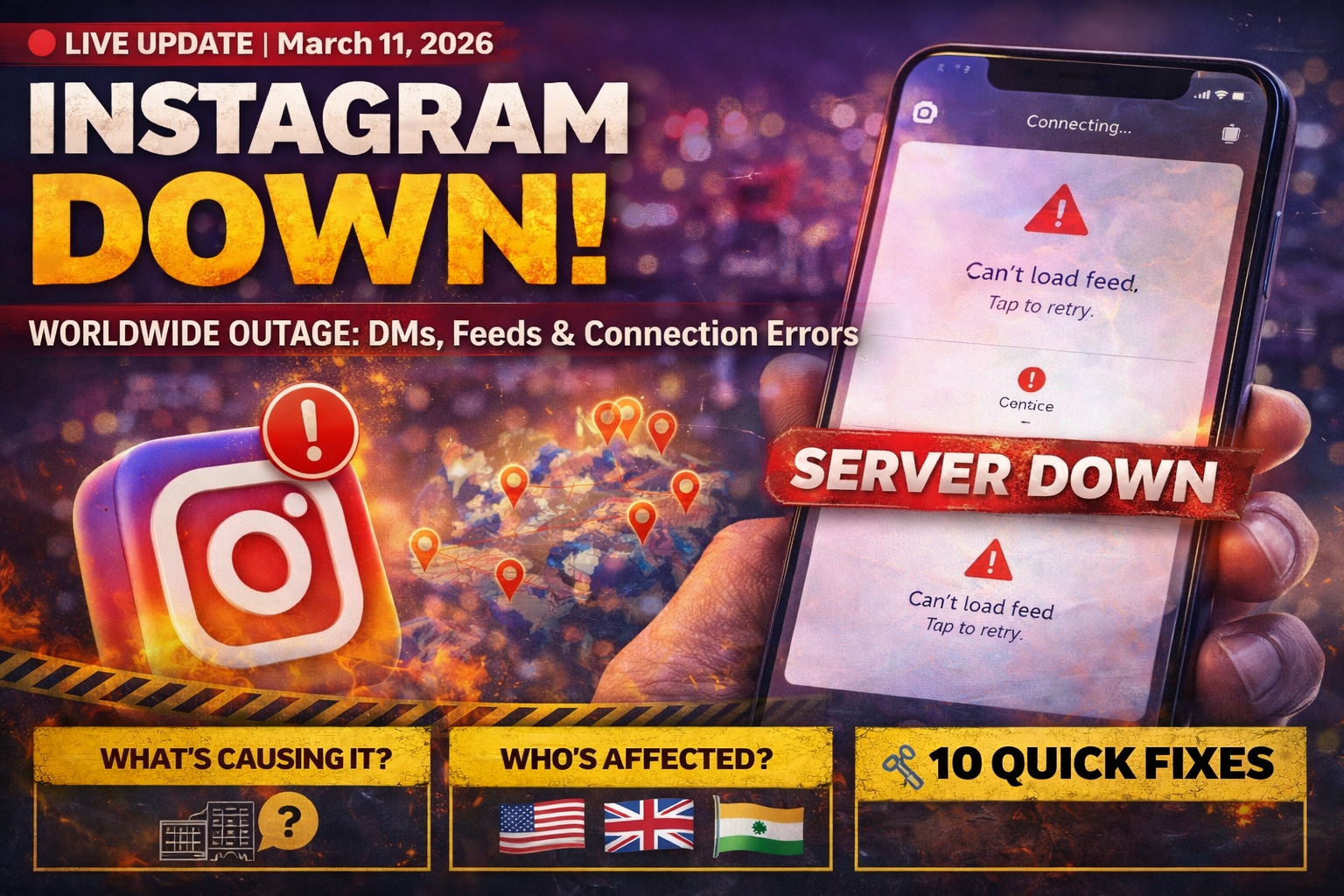 Instagram Down Today (March 11, 2026): Messages Not Working, Server Outage & How to Fix It