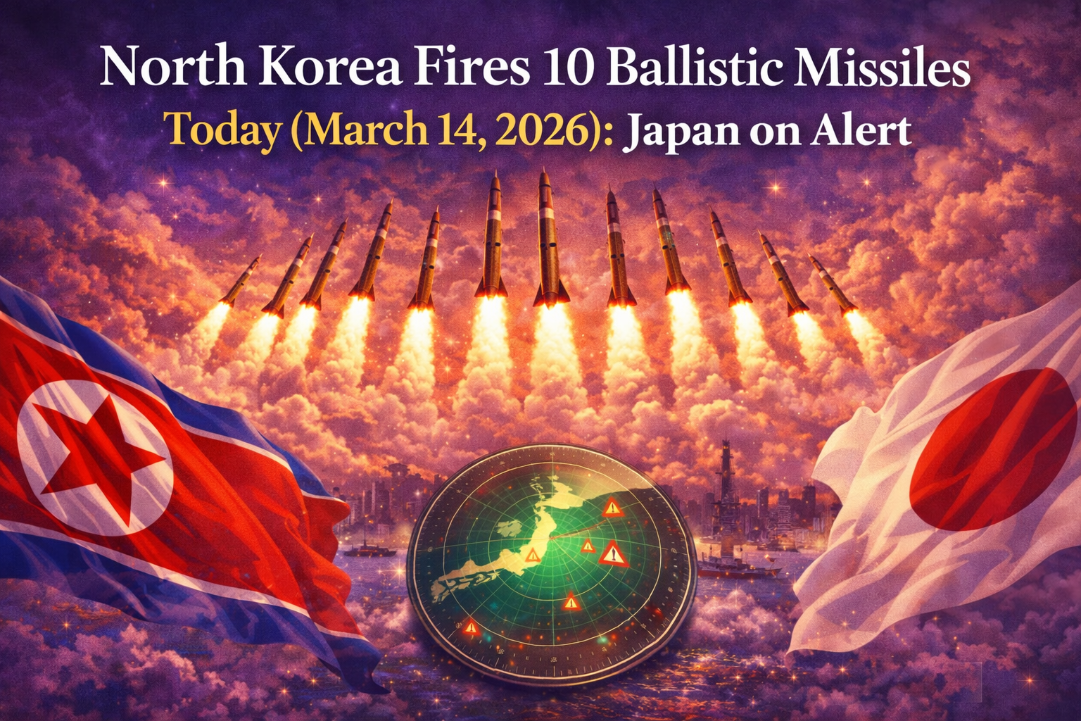 North Korea Fires 10 Ballistic Missiles Today (March 14, 2026): Japan on Alert, Full Details