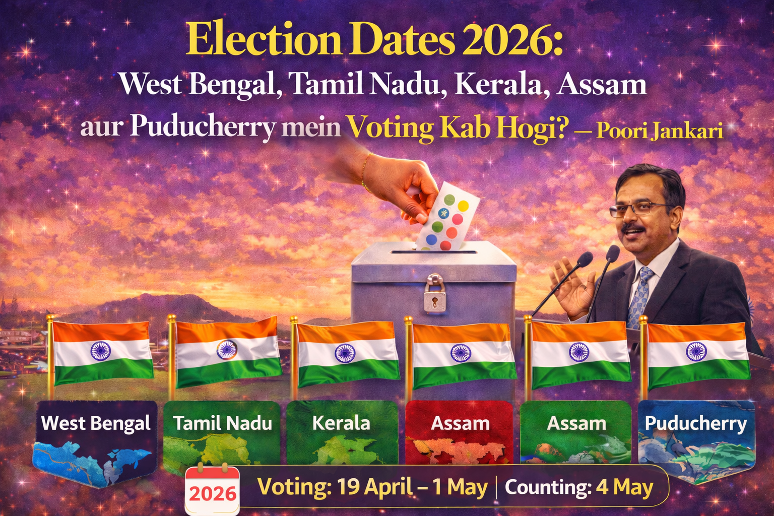 Election Dates 2026: West Bengal, Tamil Nadu, Kerala, Assam aur Puducherry mein Voting Kab Hogi? — Poori Jankari